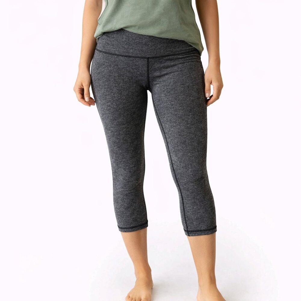 Lululemon Wunder Under Womens 8  Hi Rise Heathered Black Luxtreme 1/2 Tight